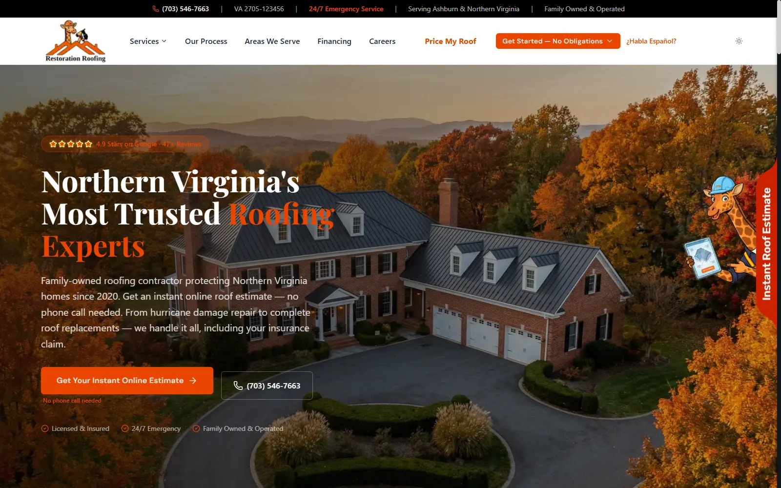 Nova Roofing website